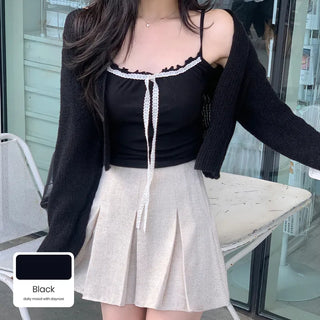 Lace Ribbon Sleeveless Top (3 colors)
