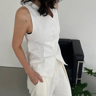 linen v neck vest (2c)