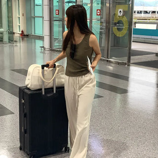 Ribbed Basic Round Sleeveless