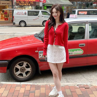 Flower Punching Round Cardigan (3 colors)