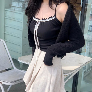 Lace Ribbon Sleeveless Top (3 colors)