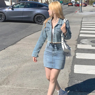 Span denim skirt (2 colors)