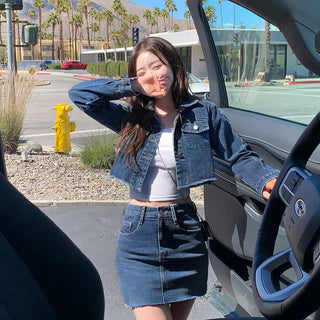 Cropped denim jacket (2 colors)