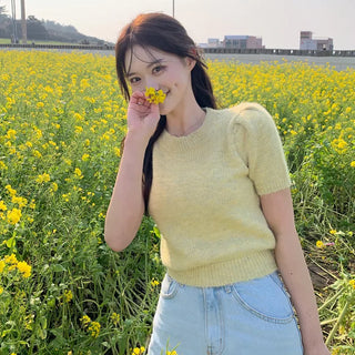Bagel Puff Short-Sleeve Knit (3 colors)