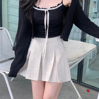 Tweed pleated mini skirt