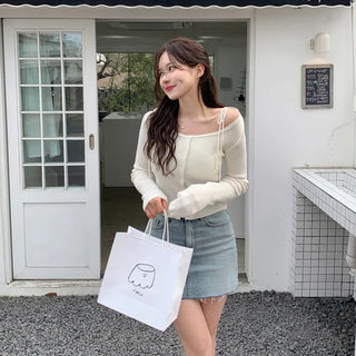 Shoulder ribbon cardigan (4 colors)