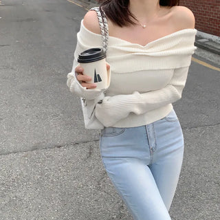 Shirred Off-Shoulder Knit (4 colors)