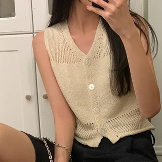 Summer knit sleeveless vest