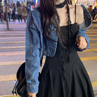 [Scarf Set] Flared Sleeveless Mini Dress (3 colors)