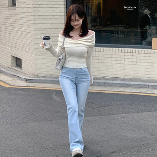 Shirred Off-Shoulder Knit (4 colors)