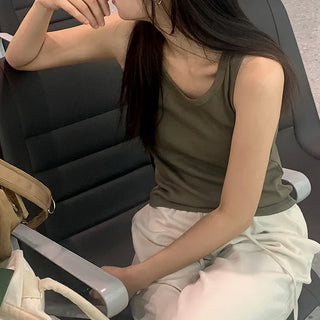 Ribbed Basic Round Sleeveless