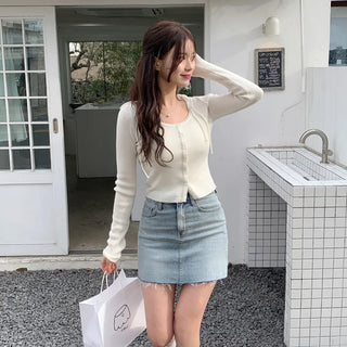 Shoulder ribbon cardigan (4 colors)