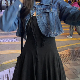 [Scarf Set] Flared Sleeveless Mini Dress (3 colors)