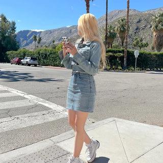 Span denim skirt (2 colors)
