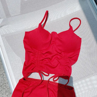 [With cups] String shirring bikini
