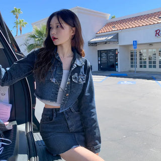 Cropped denim jacket (2 colors)
