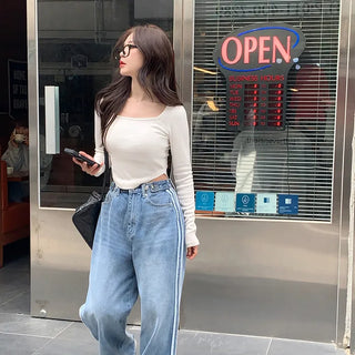 Round Cropped Square Neck T-Shirt (4 colors)