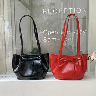 Ribbon Ballet Core Wrinkle Leather Tote Bag (6 colors)