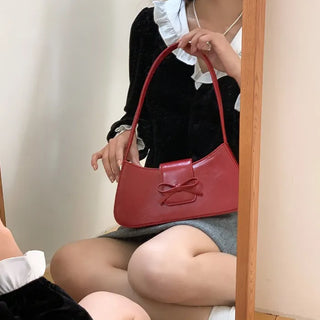 Ballet Core Ribbon Baguette Shoulder Bag