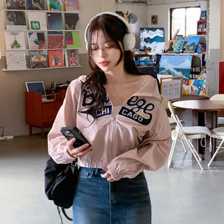 Nylon cropped hoodie (4 colors)
