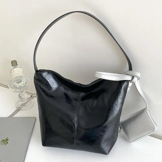 Glossy wrinkle leather shoulder bag (4 colors)