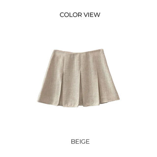 Tweed pleated mini skirt