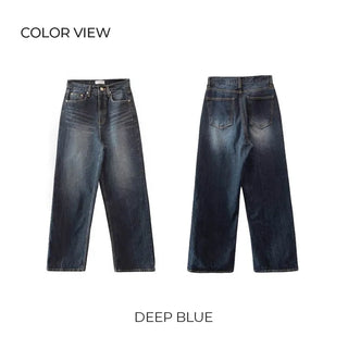 Washed wide denim pants
