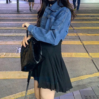 [Scarf Set] Flared Sleeveless Mini Dress (3 colors)