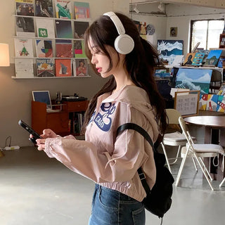 Nylon cropped hoodie (4 colors)