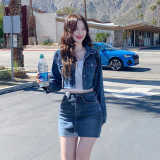 Cropped denim jacket (2 colors)
