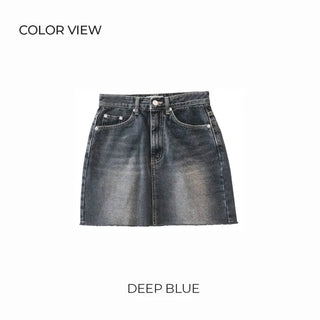 Cat Wash Denim Mini Skirt