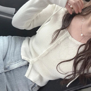 Shoulder ribbon cardigan (4 colors)