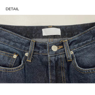 Washed wide denim pants