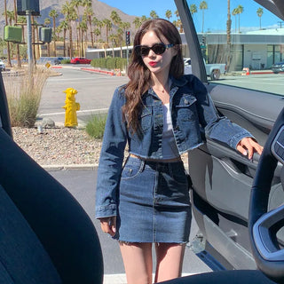 Span denim skirt (2 colors)