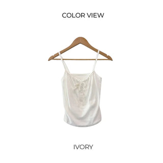 Lace Ribbon Sleeveless Top (3 colors)