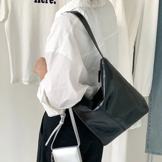 Glossy wrinkle leather shoulder bag (4 colors)