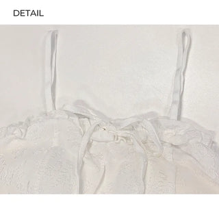[With built-in cups] Frilled ribbon sleeveless top (2 colors)