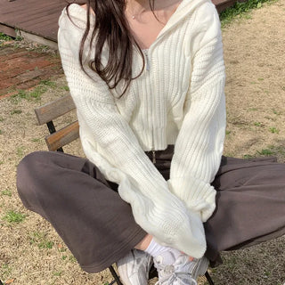 2-Way Twist Knit Hoodie (4 colors)