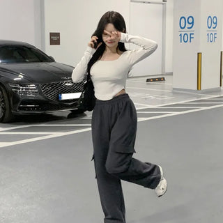 Round Cropped Square Neck T-Shirt (4 colors)