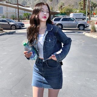 Span denim skirt (2 colors)