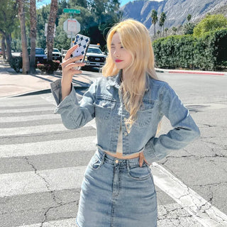 Cropped denim jacket (2 colors)