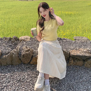 [Lined] Lace Long Skirt (3 colors)