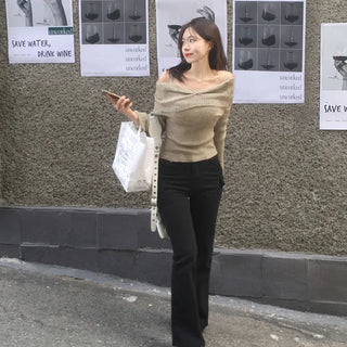 Shirred Off-Shoulder Knit (4 colors)