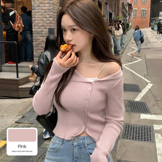 Asymmetrical off-shoulder knit (5 colors)