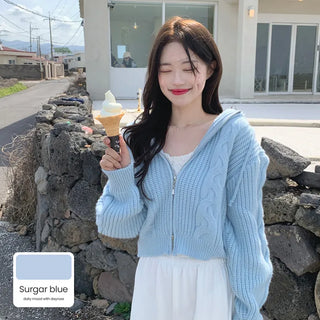 2-Way Twist Knit Hoodie (4 colors)