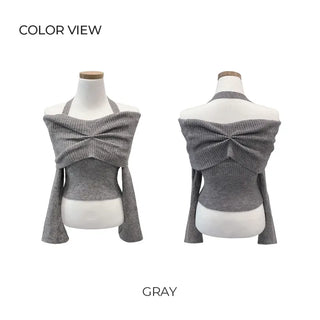 Shirred Off-Shoulder Knit (4 colors)