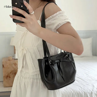 Ribbon Ballet Core Wrinkle Leather Tote Bag (6 colors)