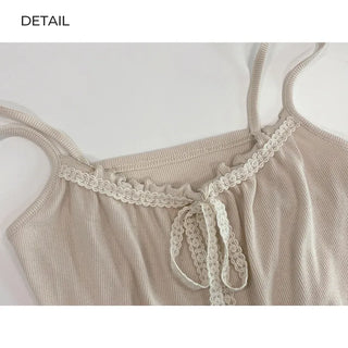 Lace Ribbon Sleeveless Top (3 colors)