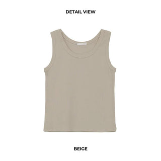 Ribbed Basic Round Sleeveless