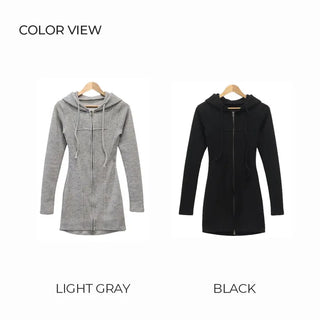 Slim 2-Way Zip-Up Hooded Dress (3 colors)